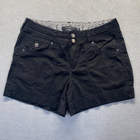 one 5 one Pants - ONE 5 ONE Chino Short Womens Size 8/29 Black ,Pockets,Zipp,Cotton,Outdoor,Beach